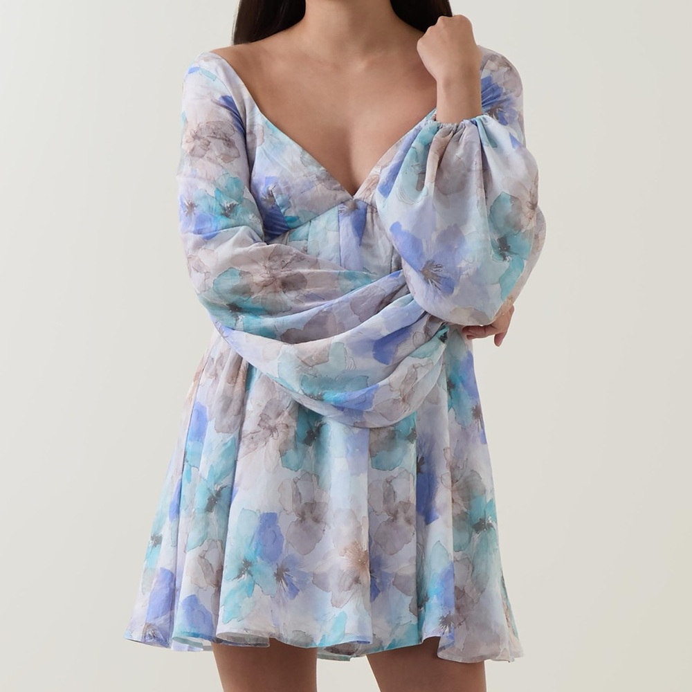 Bardot Jovie Babydoll Mini Dress Baby Blue NWT Size 8/L